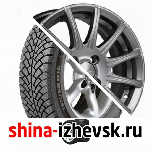 Колесо в сборе BF Goodrich G Force Stud 195/65 R15 Q 95 + КиК Сиеста 6xR15 4×98 ET40 DIA67.1 Темно-серый в Ижевске